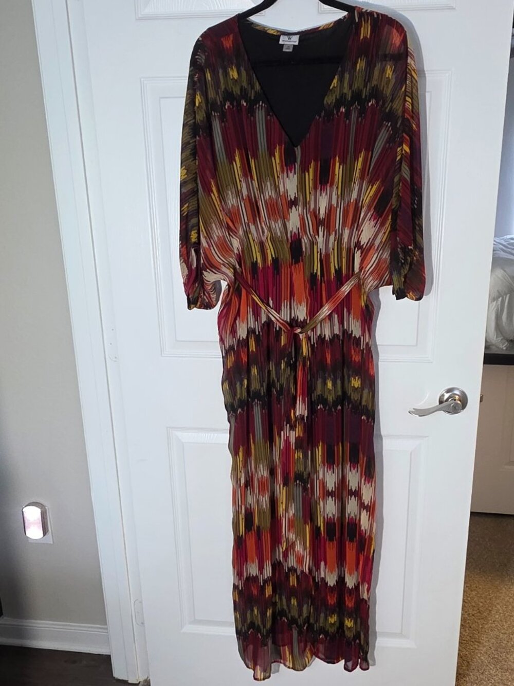 Worthington Women's multi fall colors dress with belt flowy size 16